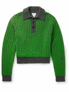 Bottega Veneta - Slim-Fit Cropped Chenille-Trimmed Wool-Blend Polo Shirt - Green