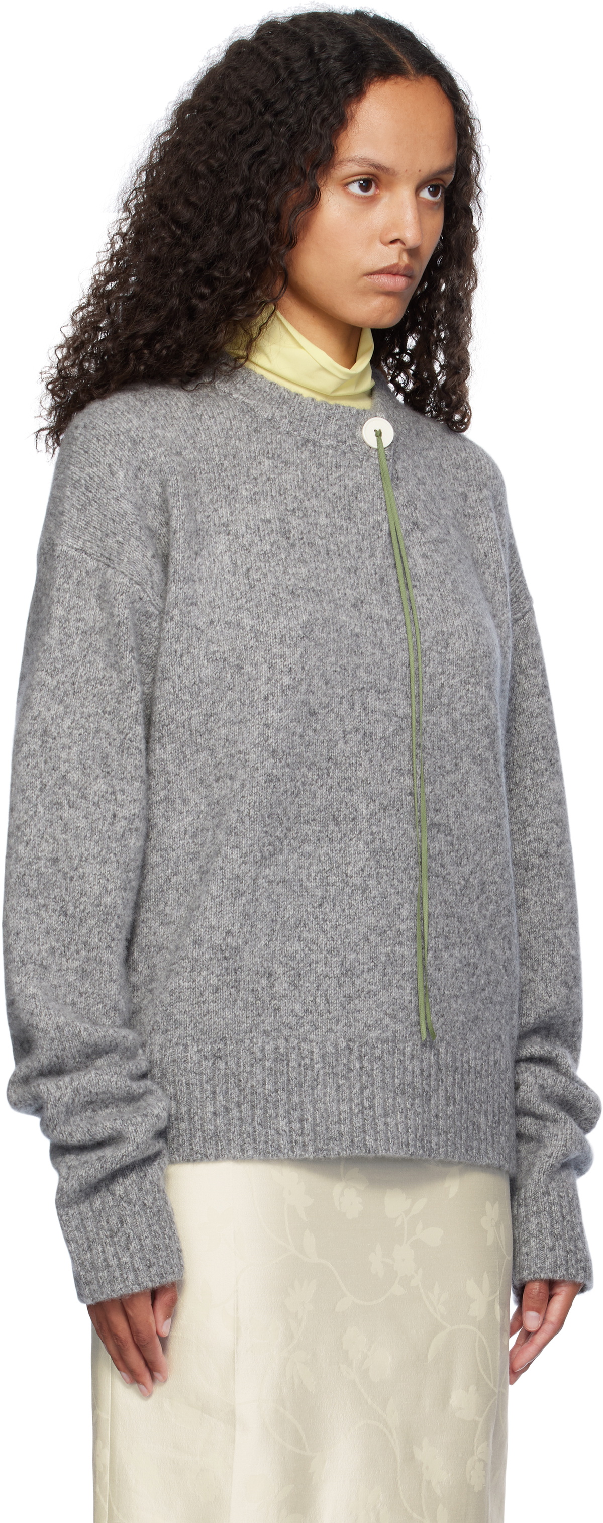AO Yes Gray One Button Sweater