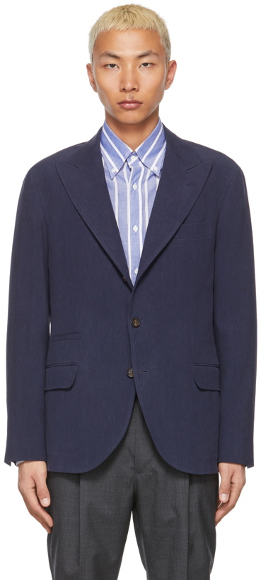 Photo: Brunello Cucinelli Blue Linen Suit Jacket
