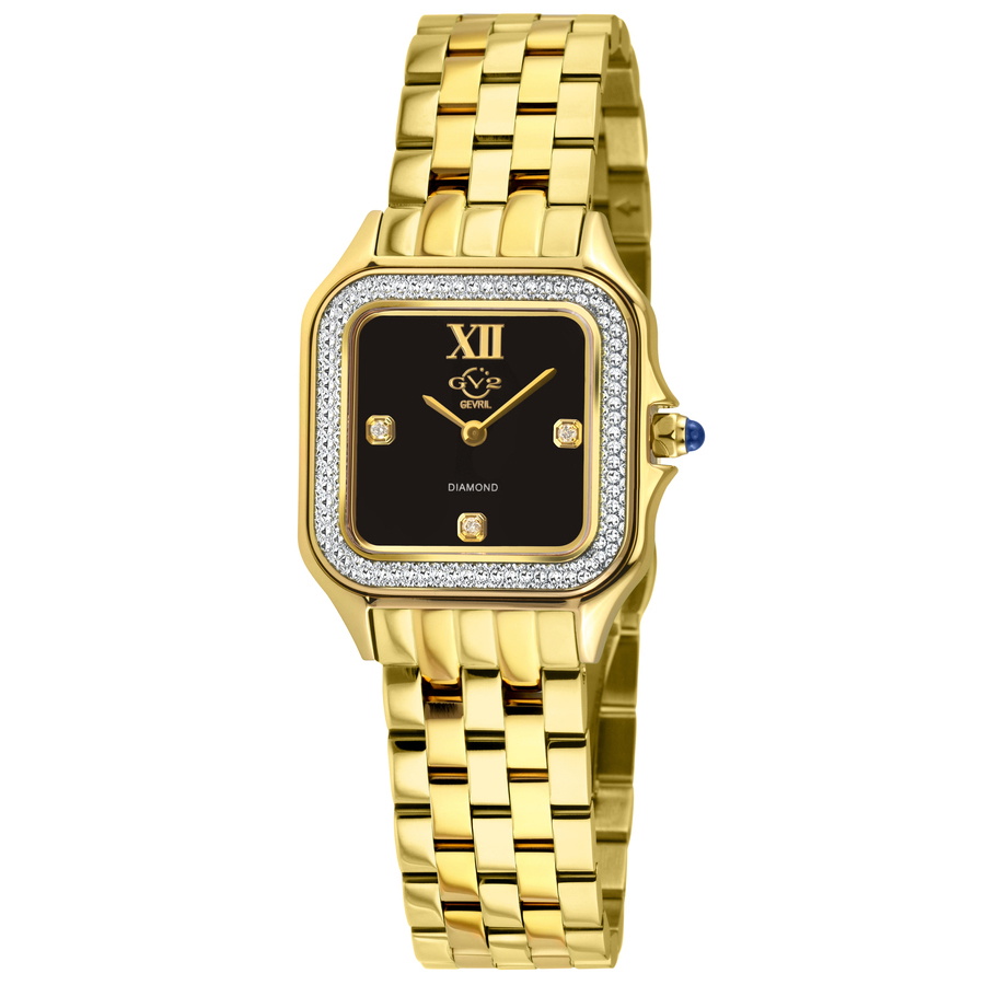 GV2 by Gevril Milan Quartz Diamond Black Dial Ladies Watch 121424B