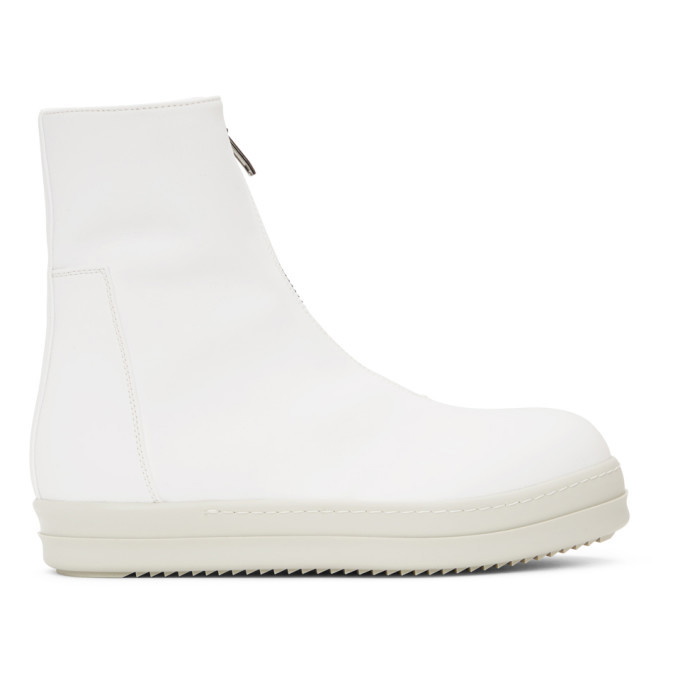 Photo: Rick Owens Drkshdw White Zipfront High-Top Sneakers