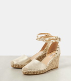 Valentino Garavani Rockstud metallic leather espadrille wedges