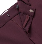 Deveaux - Wide-Leg Cropped Stretch-Knit Cargo Trousers - Burgundy