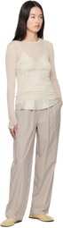 Silk Laundry Beige Cotton Paper Bag Lounge Pants