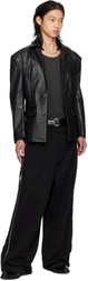 LU'U DAN Black Cinched Leather Blazer