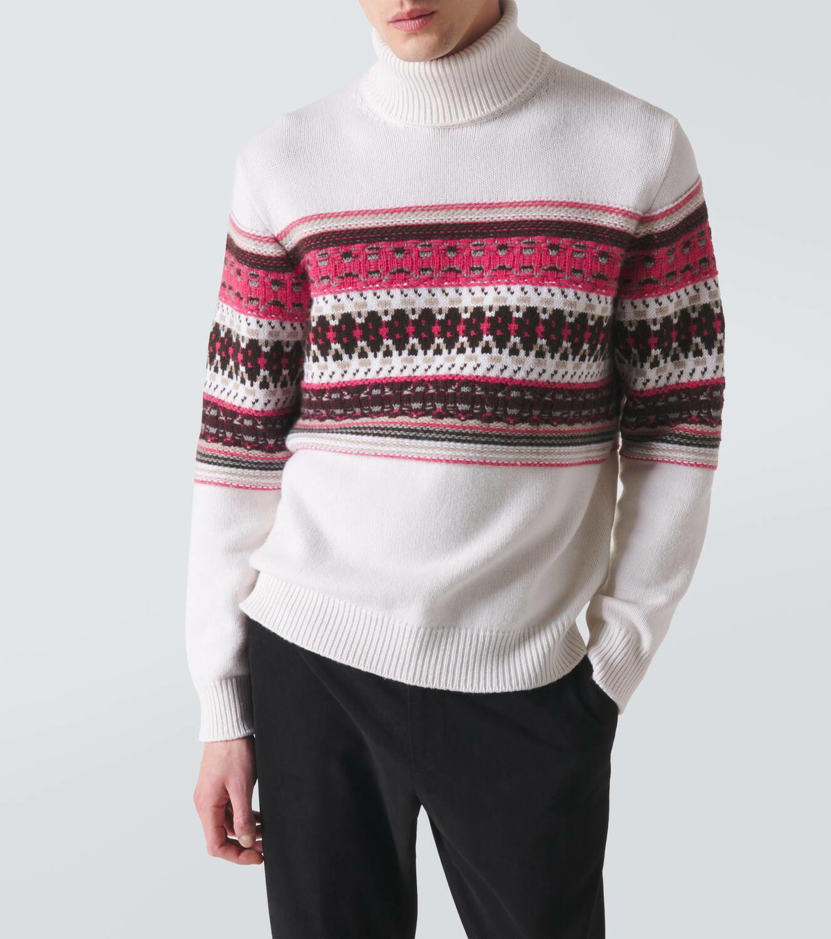 Zegna Intarsia cashmere turtleneck sweater