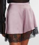 Nina Ricci Lace-trimmed silk-blend satin shorts