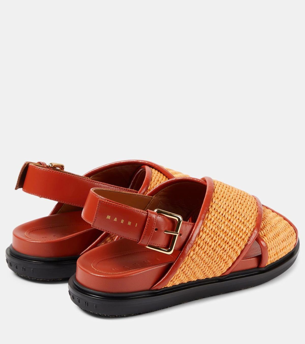 【関税＆送料込み】Marni Brown Raffia Blend Fussbett Sandal Marni Brown Raffia Blend Fussbett Sandals | italist, ALWAYS