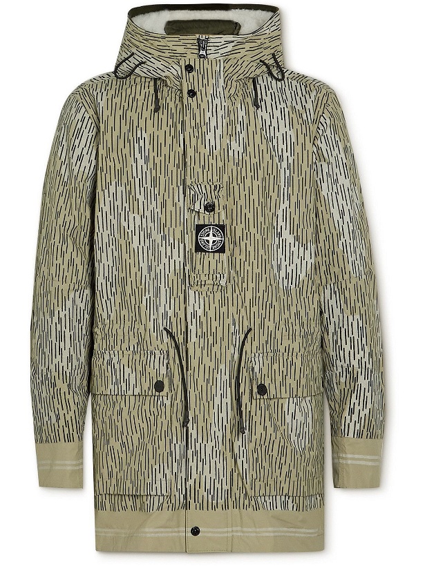 Photo: Stone Island - Reflective-Trimmed Printed Shell Parka with Detachable Quilted Liner - Neutrals
