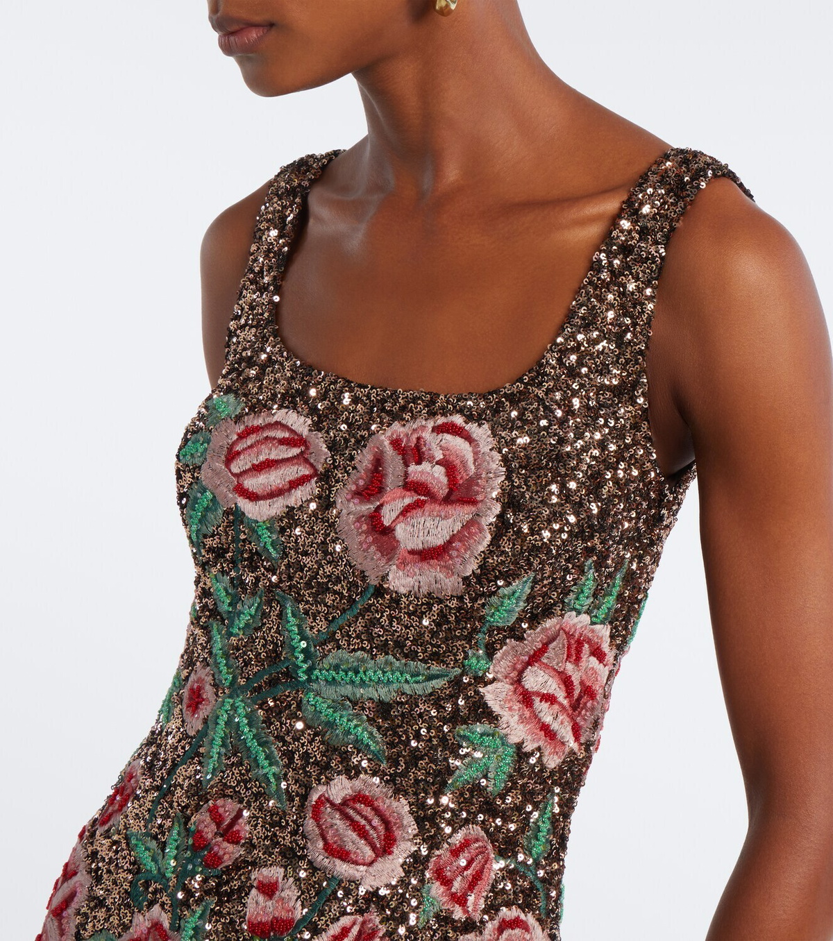 Là Fuori Antique Bloom sequined gown