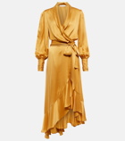 Zimmermann - Asymmetric silk satin wrap dress