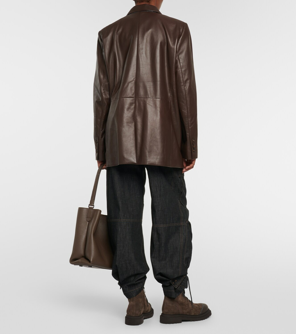 Brunello Cucinelli Double-breasted leather blazer