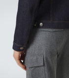 Brunello Cucinelli Leather-paneled denim jacket