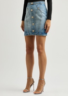 Balmain Panelled Stretch-denim Mini Skirt