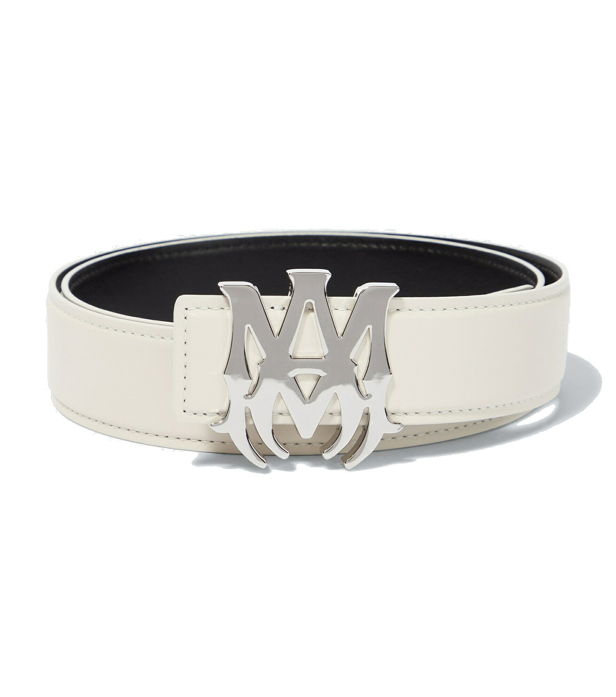 Logo Leather Belt in Blue - Amiri