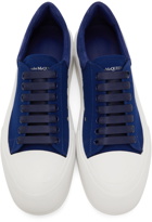 Alexander McQueen Navy Deck Lace-Up Plimsoll Sneakers