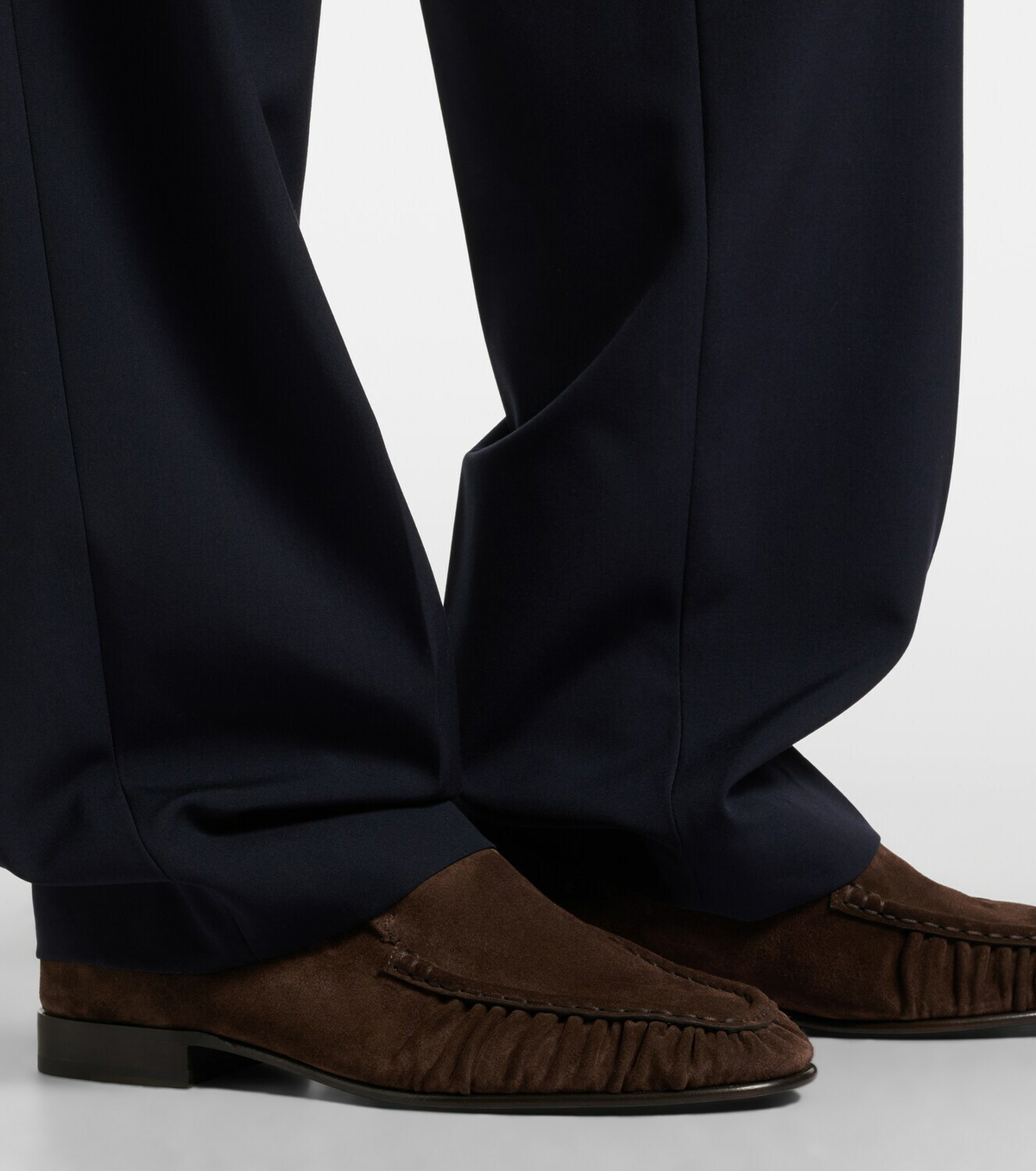 The Row Soft ruched suede loafers