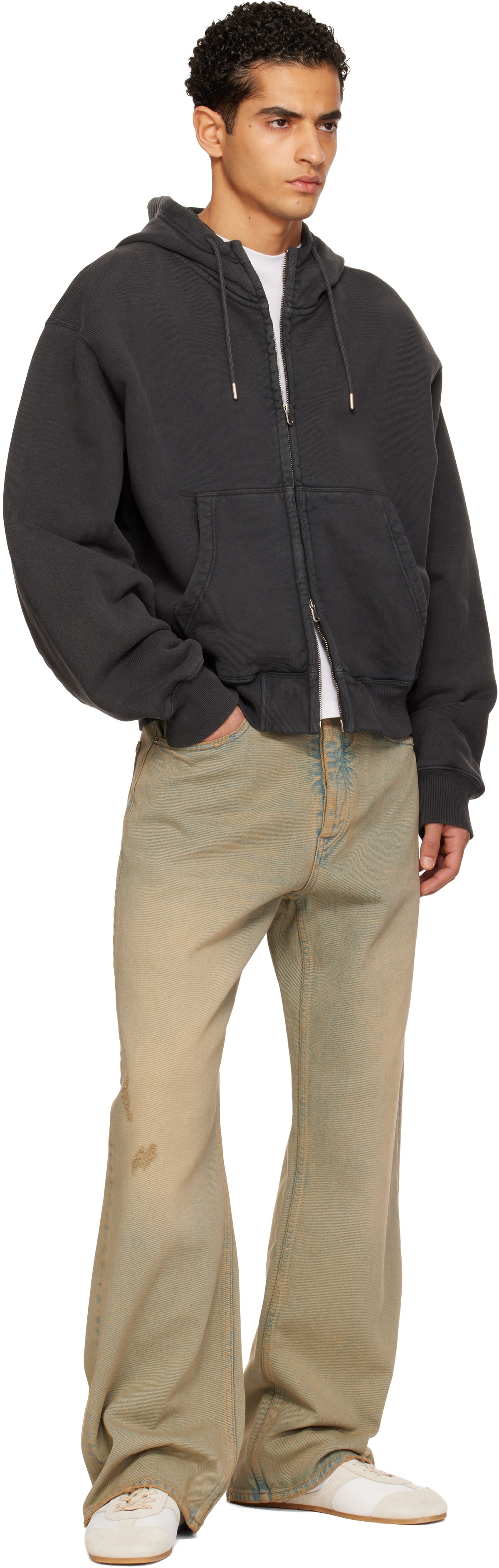 HOPE Black Oversized Zip-Up Hoodie