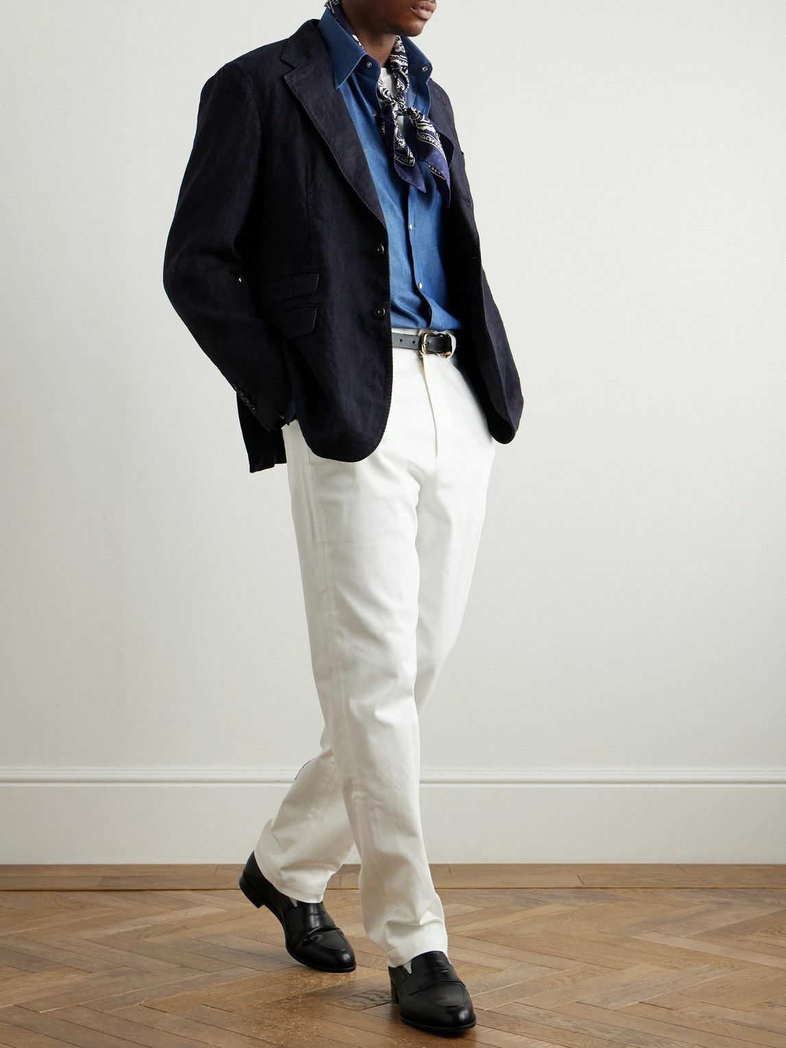 J. Mueser - Neapolitan Slim-Fit Cotton-Chambray Shirt - Blue