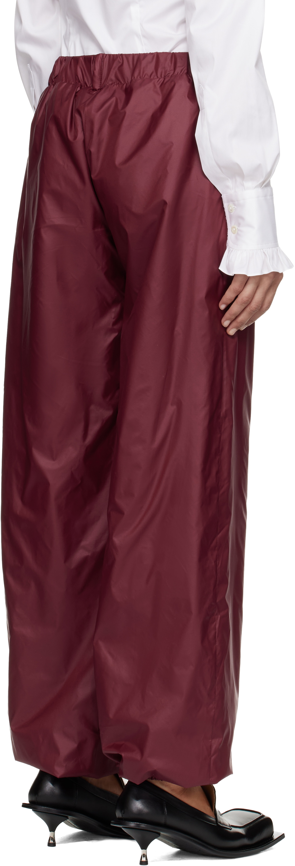 FIDAN NOVRUZOVA Burgundy Macar Nylon Trousers