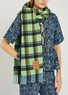 Ganni Plaid Fringed Wool Scarf - Yellow - One Size