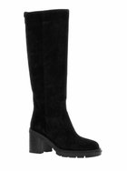 Casadei Black Boots With Zip Closure On The Side And Logo Embroidery On The Rear In Suede Woman
