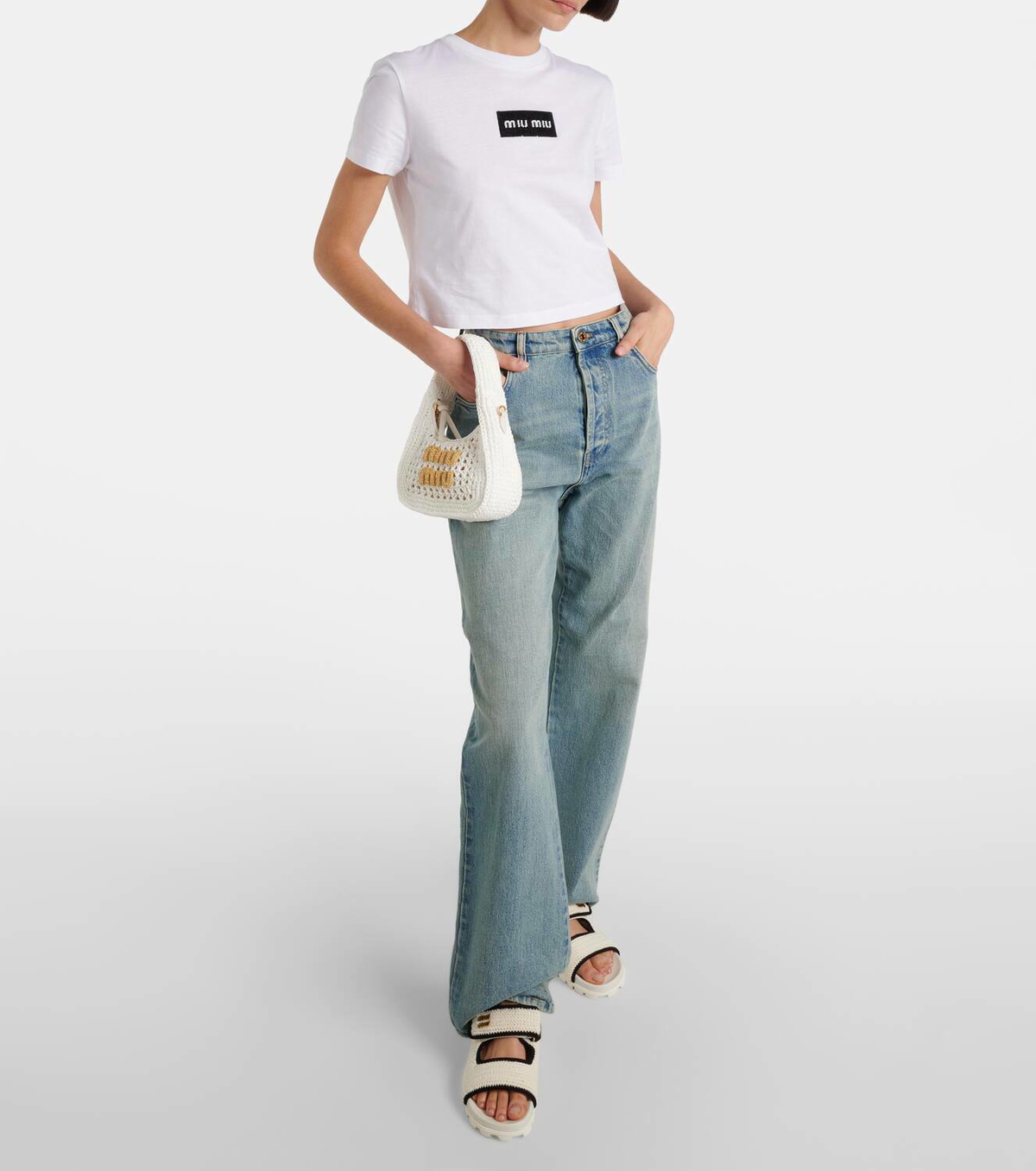 Miu Miu Logo crochet sandals