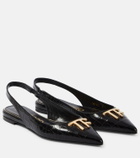 Tom Ford Croc-effect leather slingback flats