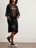 Rick Owens - Champion Beveled Pods Straight-Leg Embroidered Organic Cotton-Jersey Shorts - Black