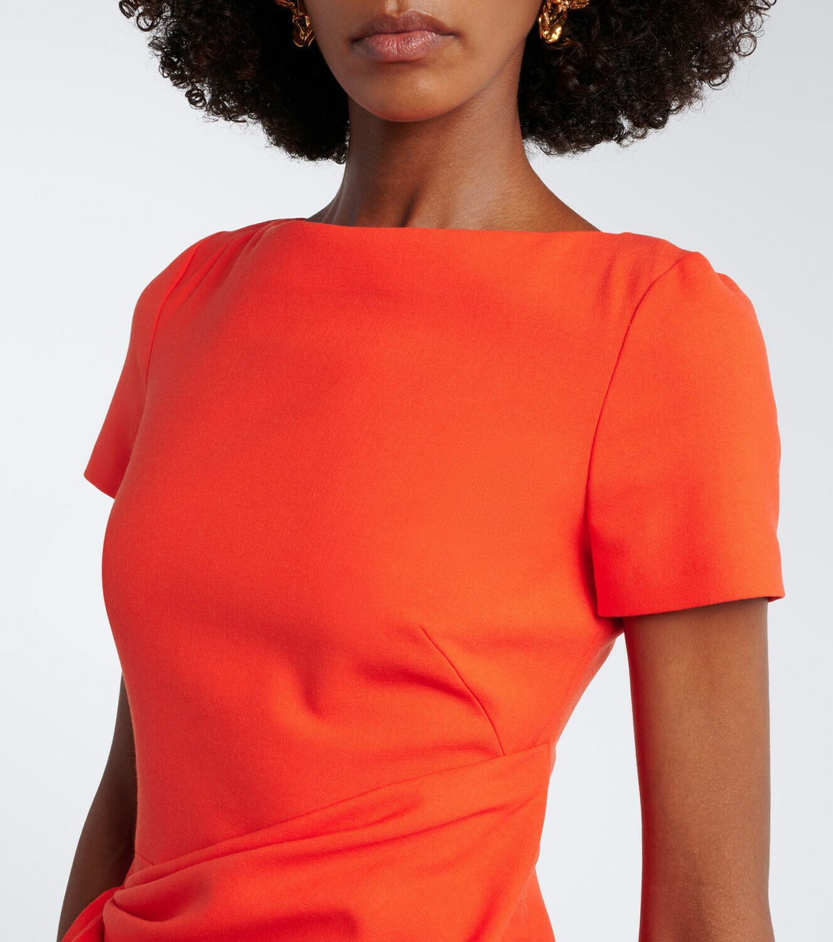 Oscar de la Renta Draped wool-blend midi dress