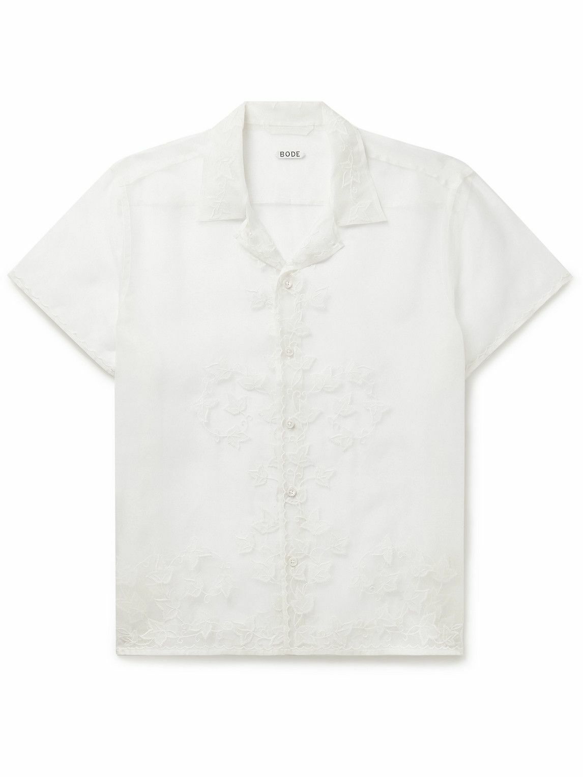 Photo: BODE - Ivy Camp-Collar Embroidered Silk-Organza Shirt - White