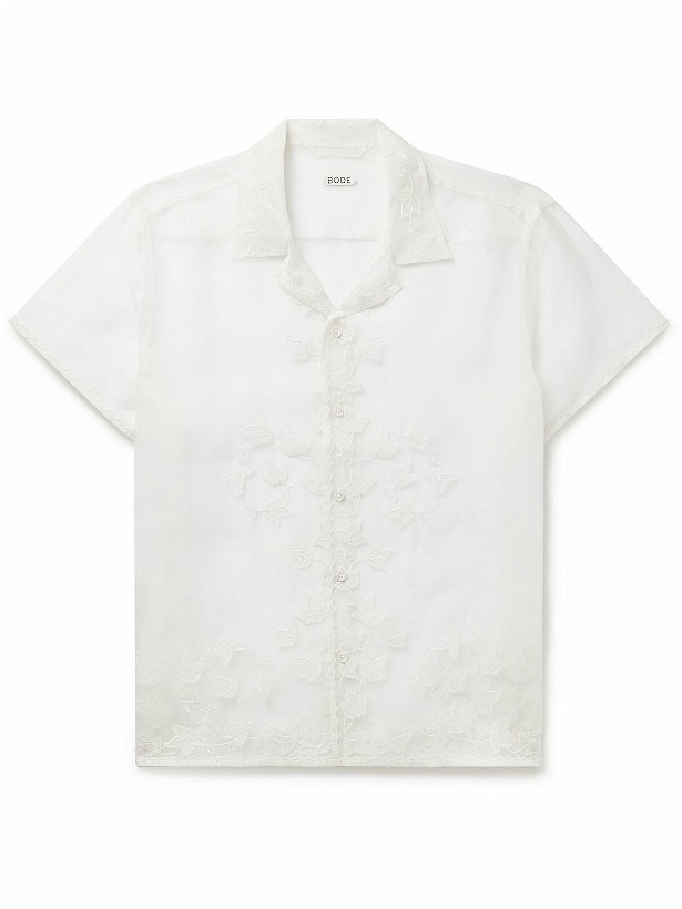 Photo: BODE - Ivy Camp-Collar Embroidered Silk-Organza Shirt - White