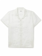 BODE - Ivy Camp-Collar Embroidered Silk-Organza Shirt - White