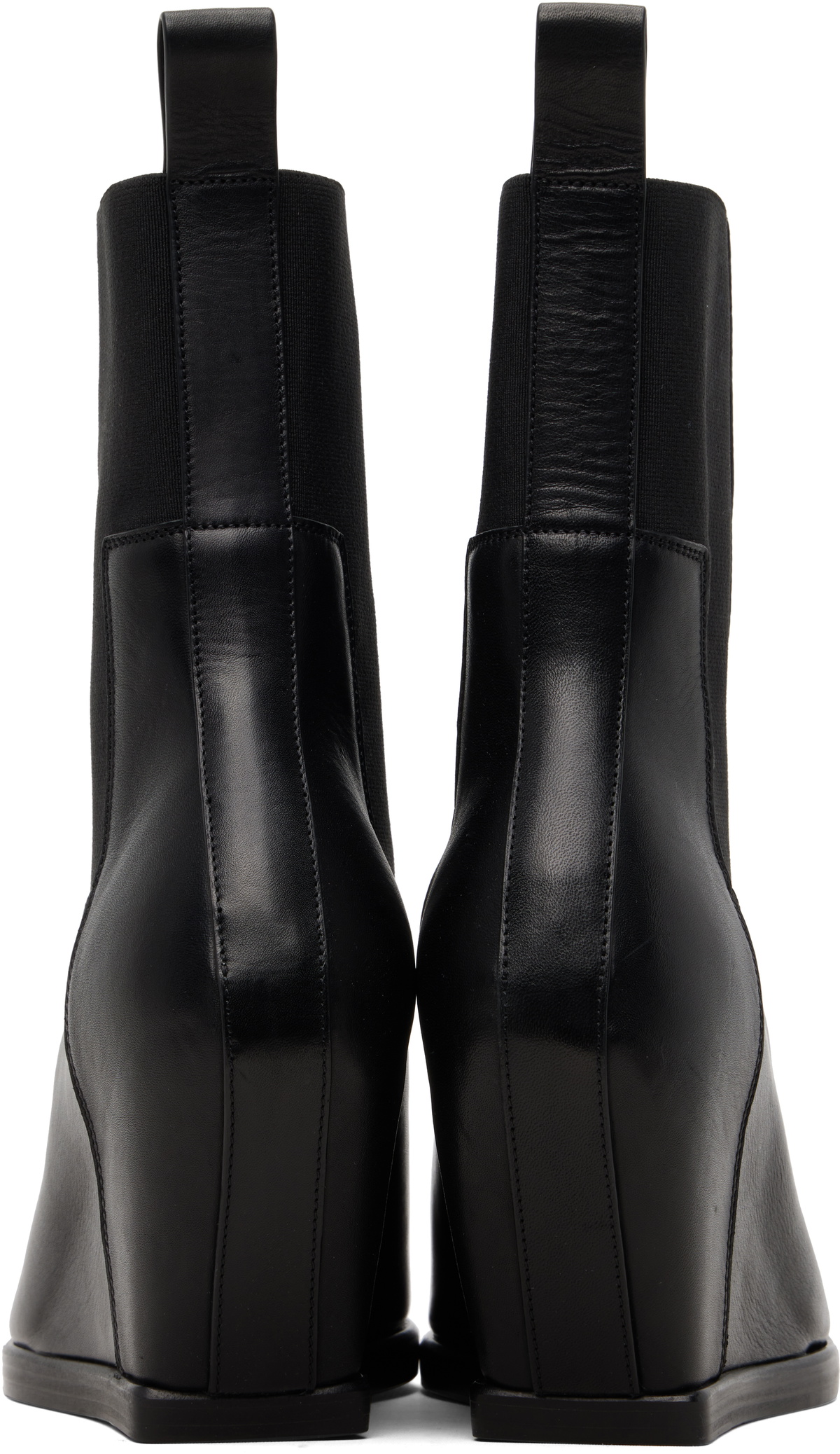 Rick Owens Black Temple Wedge Heeled Sliver Chelsea Boots