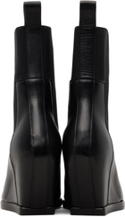 Rick Owens Black Temple Wedge Heeled Sliver Chelsea Boots