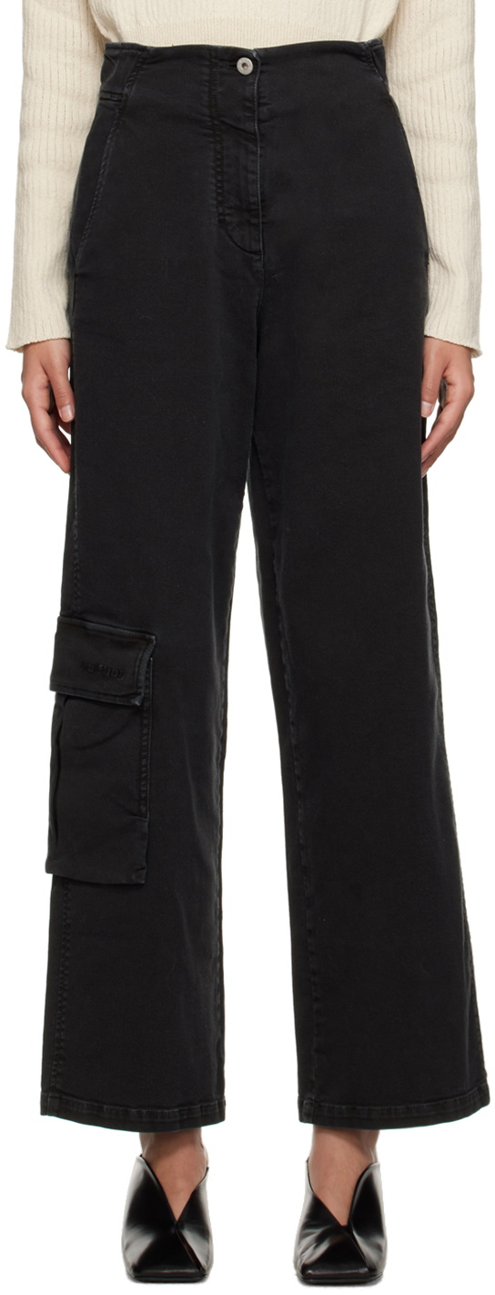 HALFBOY Black Cargo Trousers