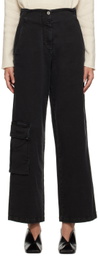 HALFBOY Black Cargo Trousers