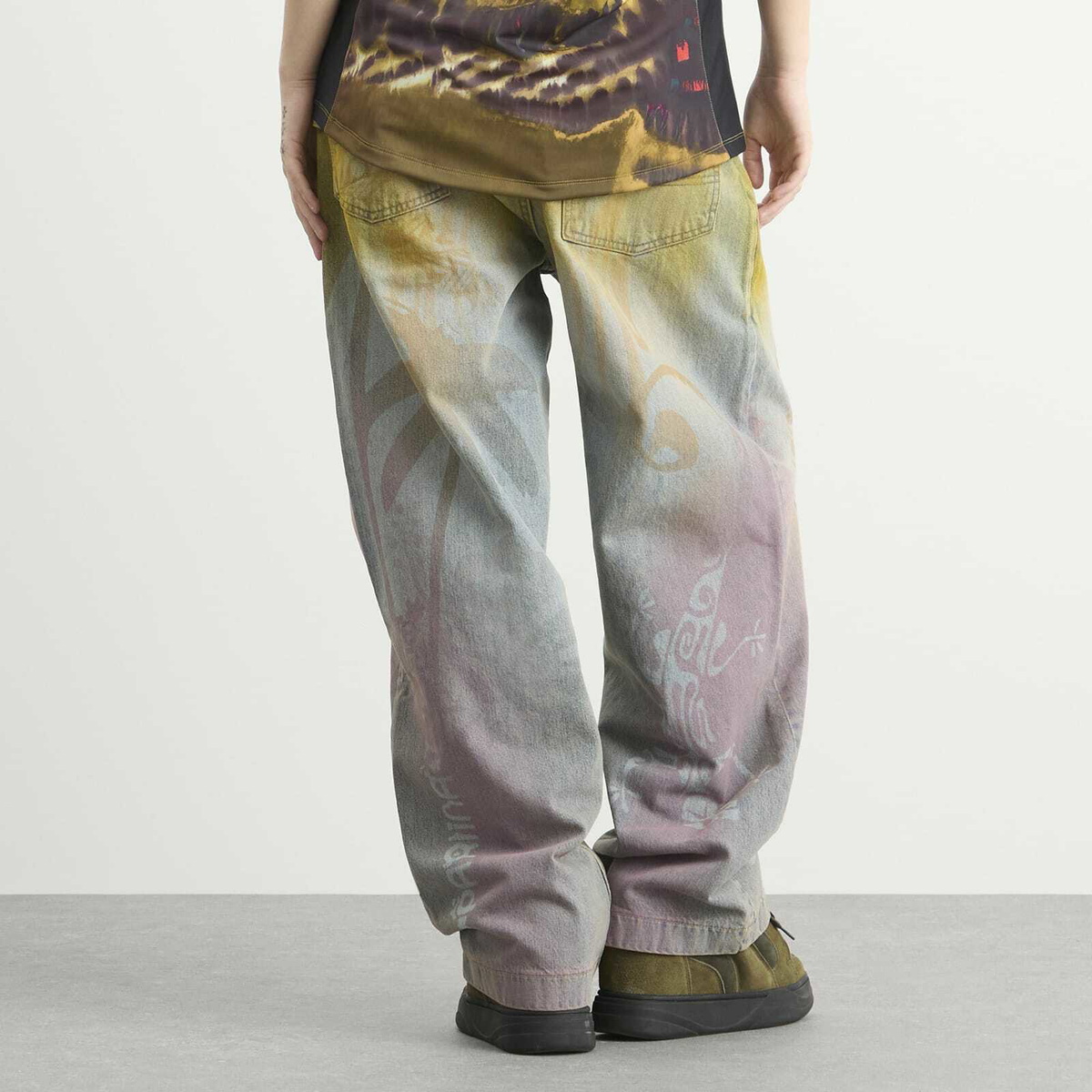 Paolina Russo Women's Denim Baggy Trousers in Pastel Rainbow