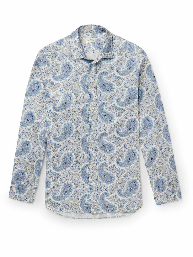 Photo: Etro - Cutaway-Collar Paisley-Print Cotton-Poplin Shirt - Blue