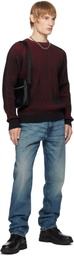 Hugo Black & Red Cotton Two-Tone Ribbing Sweater