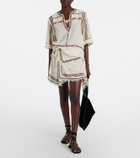 Isabel Marant Feriel embroidered fringed silk wrap skirt