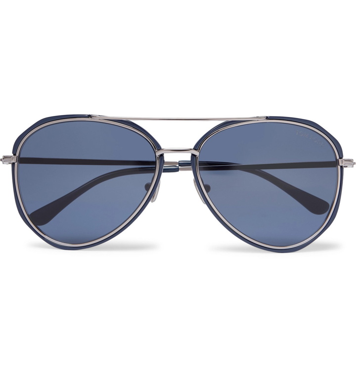 Photo: TOM FORD - Aviator-Style Acetate and Silver-Tone Sunglasses - Blue