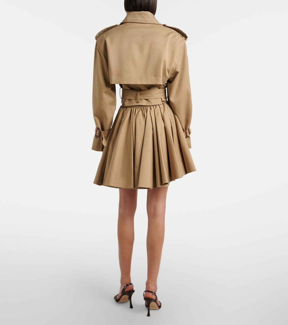 Self-Portrait Gathered cotton miniskirt