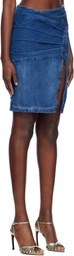 Nensi Dojaka Blue Livia Asymmetric Zip Denim Midi Skirt