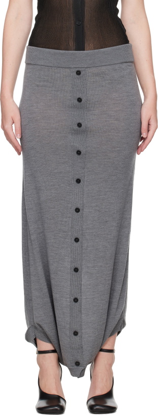 Photo: ALAINPAUL Gray Knit Fuseau Maxi Skirt