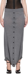 ALAINPAUL Gray Knit Fuseau Maxi Skirt