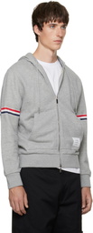 Thom Browne Gray Zip Pique Loopback RWB Engineered Hoodie