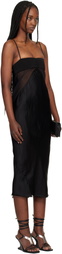 Rick Owens Black Temple Combo Slip Midi Dress