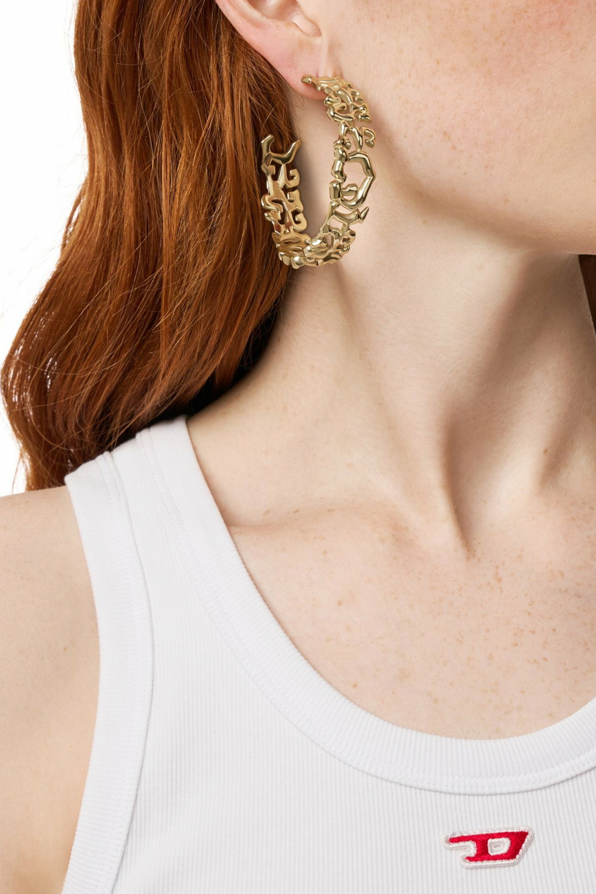 Diesel Stainless steel hoop earrings - Earrings - Unisex - Gold