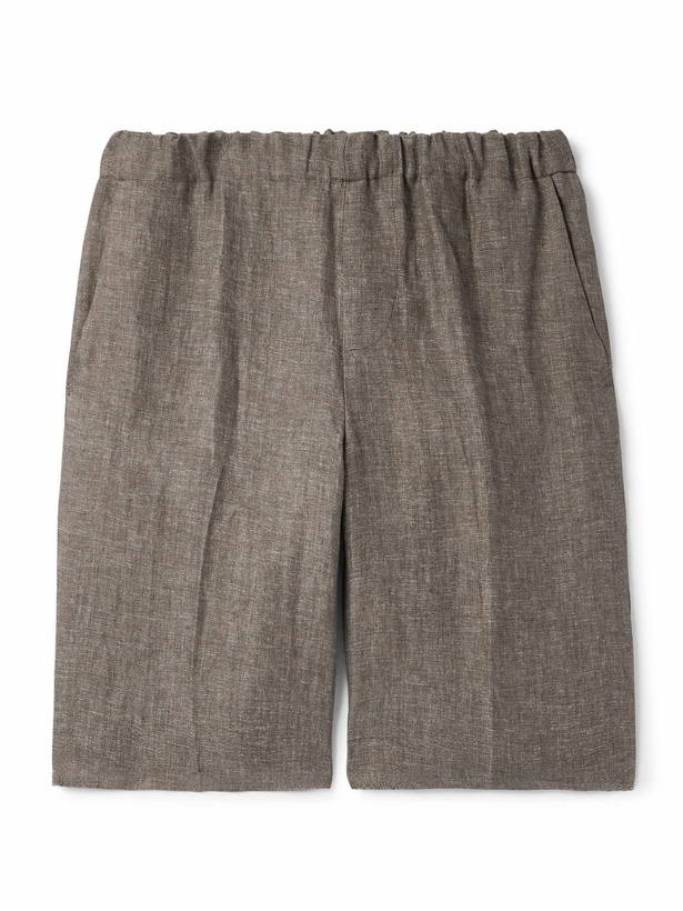 Photo: PIACENZA 1733 - Straight-Leg Herringbone Linen Shorts - Neutrals